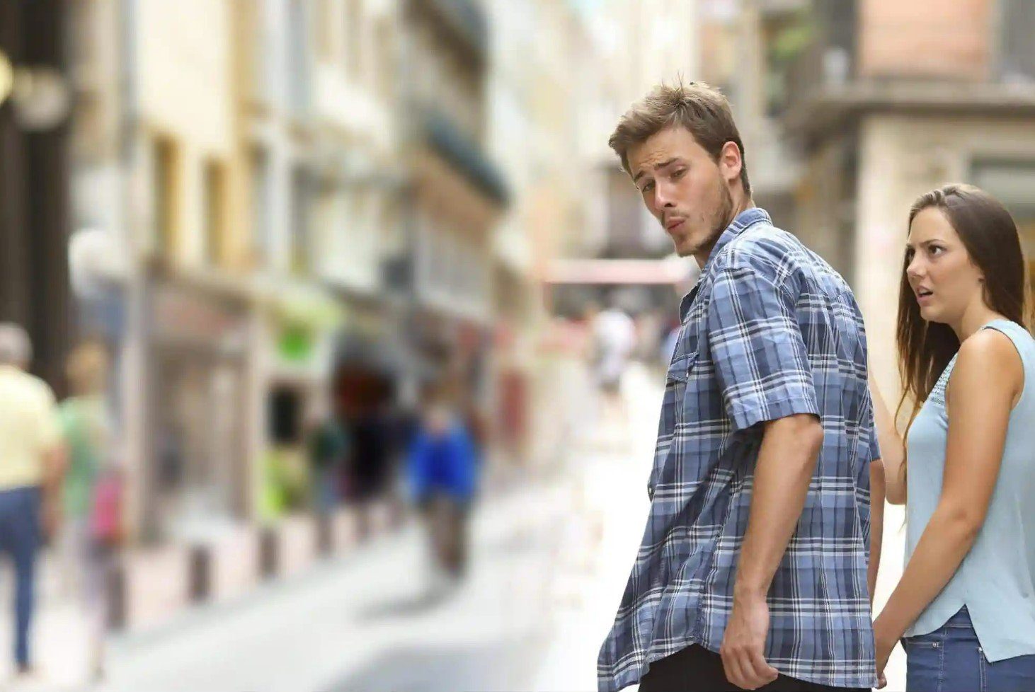 Distracted boyfriend meme Zoom background