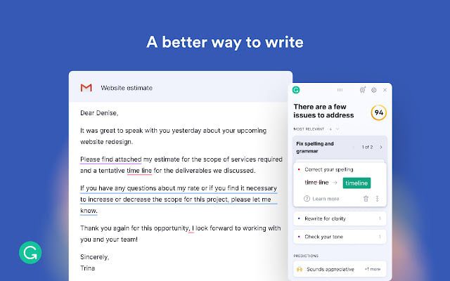 Grammarly google chrome extension