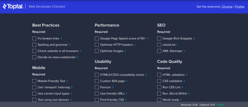 Web Developer Checklist