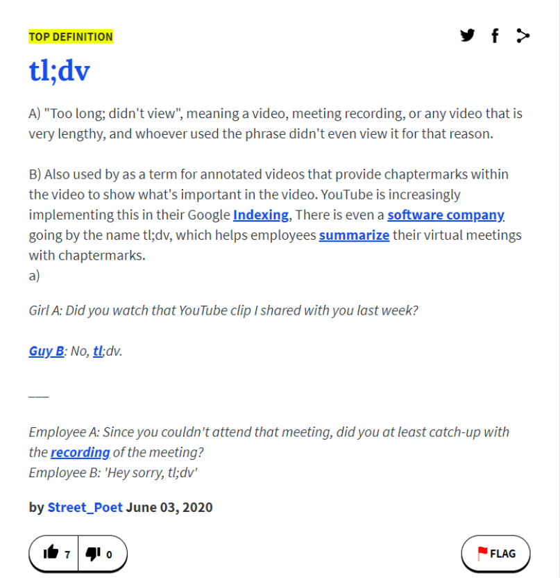 Urban dictionary and tl;dv