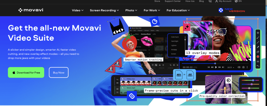 movavi video editor hero