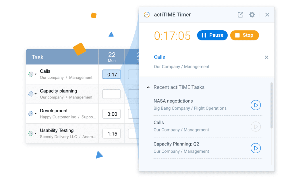 ActiTIME - best chrome extension for devs to monitor their time