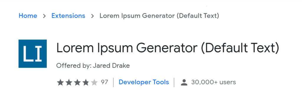 Lorem Ipsum text generator - best chrome extension for Website developers and designers