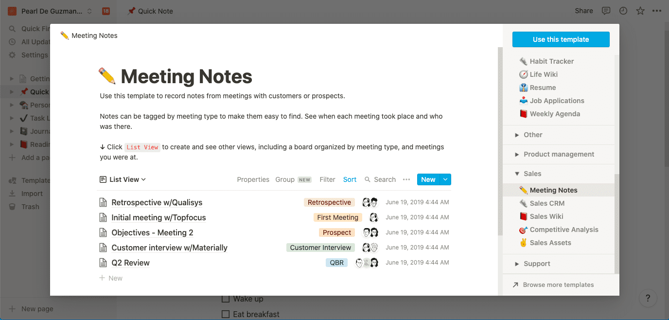 Notion - Meeting Notes