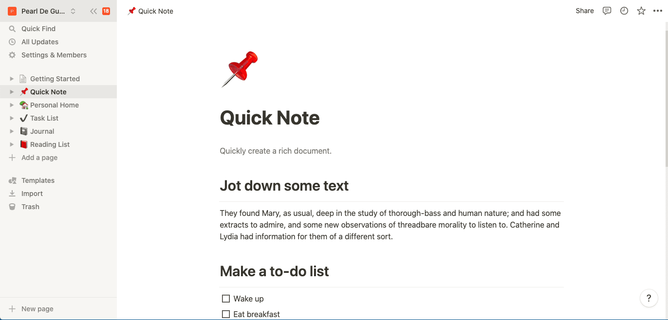 Notion - Quick Note