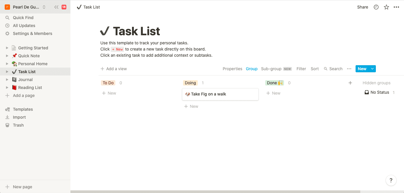 Notion Task List
