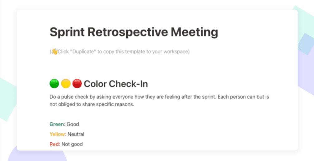 Sprint Retrospective meeting template and agenda for agile scrums