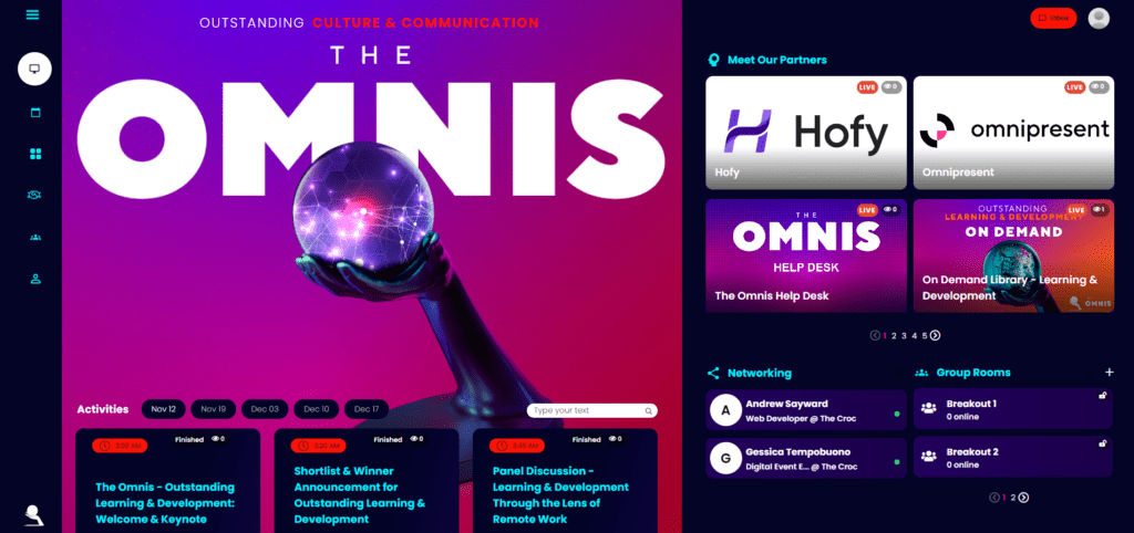 The omnis webinar and event series dashboard