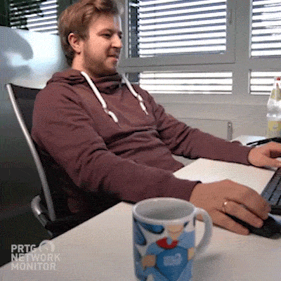 Man experiences success at his computer