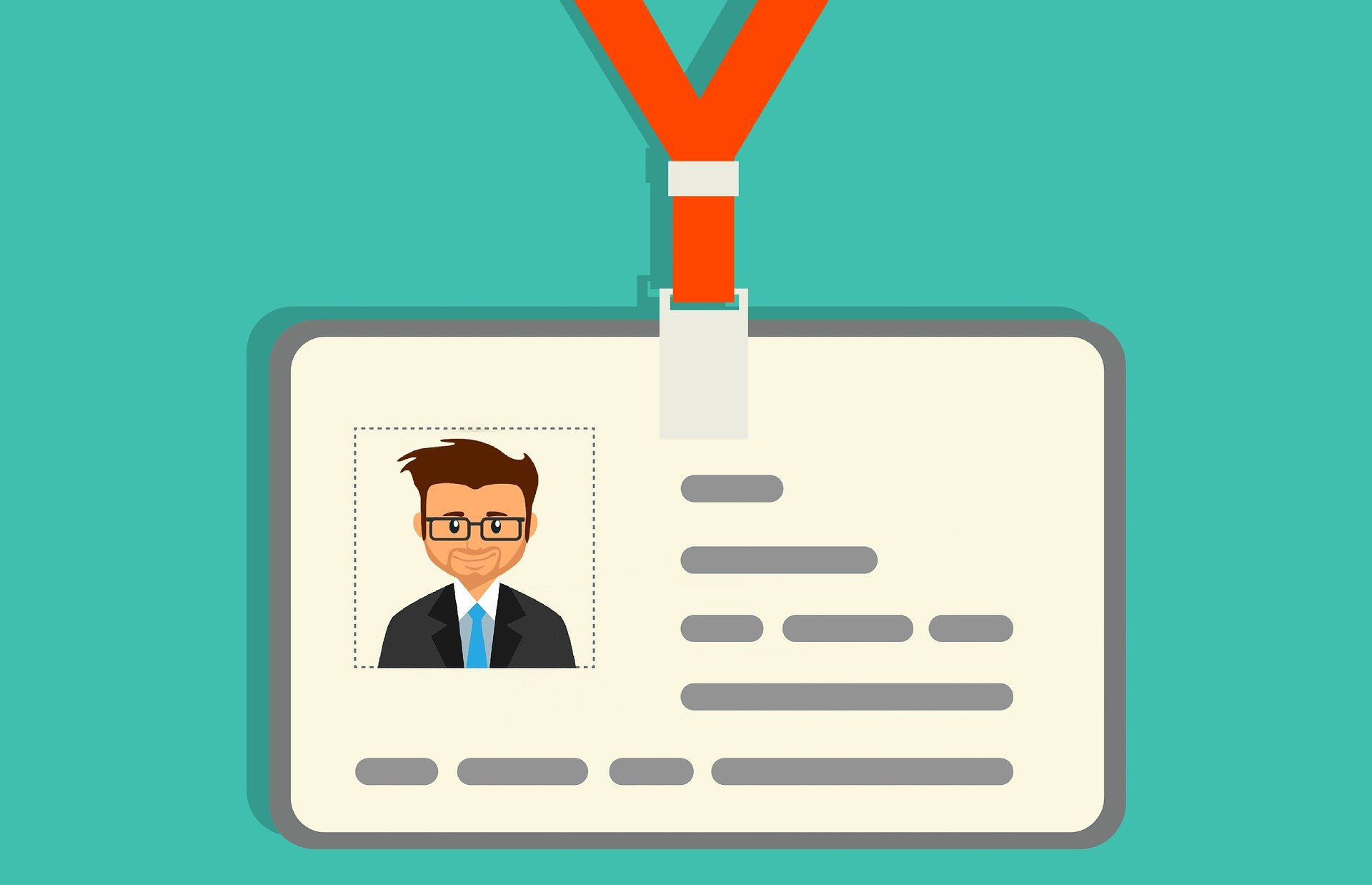 illustration of corporate id of a man on a lanyard