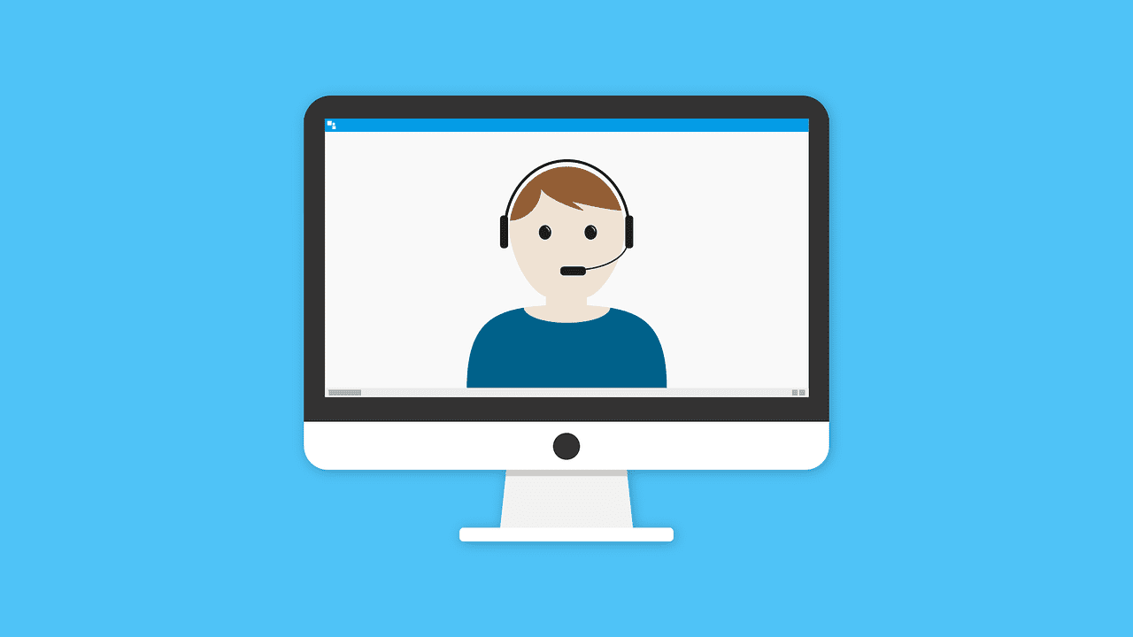 illustration of someone on a computer screen in a team meeting