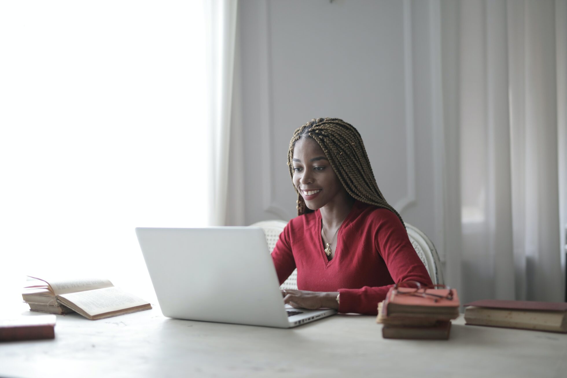 woman on a laptop video conferencing