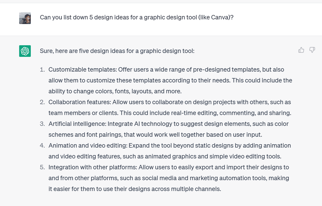 Spitball with ChatGPT to get design ideas