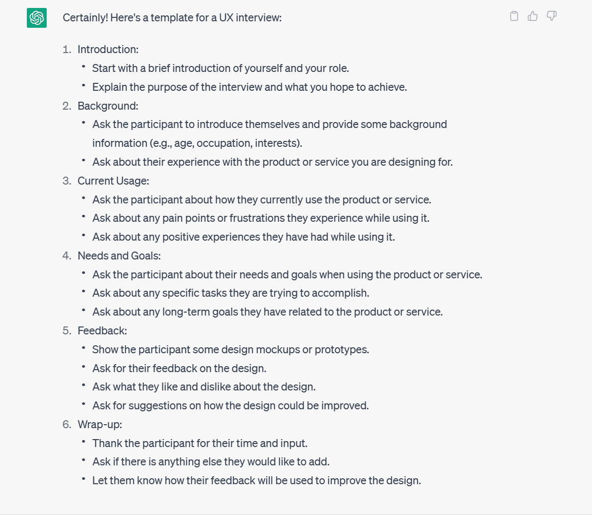 A super simple GPT UX interview template