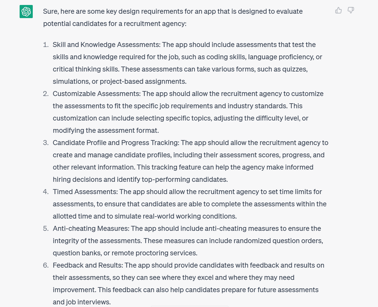 Un aviso GPT para los requisitos de diseño