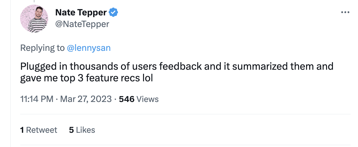 user feedback tweet