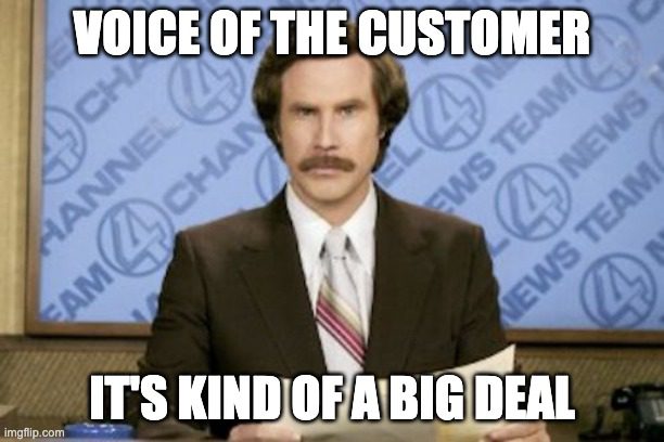 Ron Burgundy saying Voice of the customer is kind of a big deal
