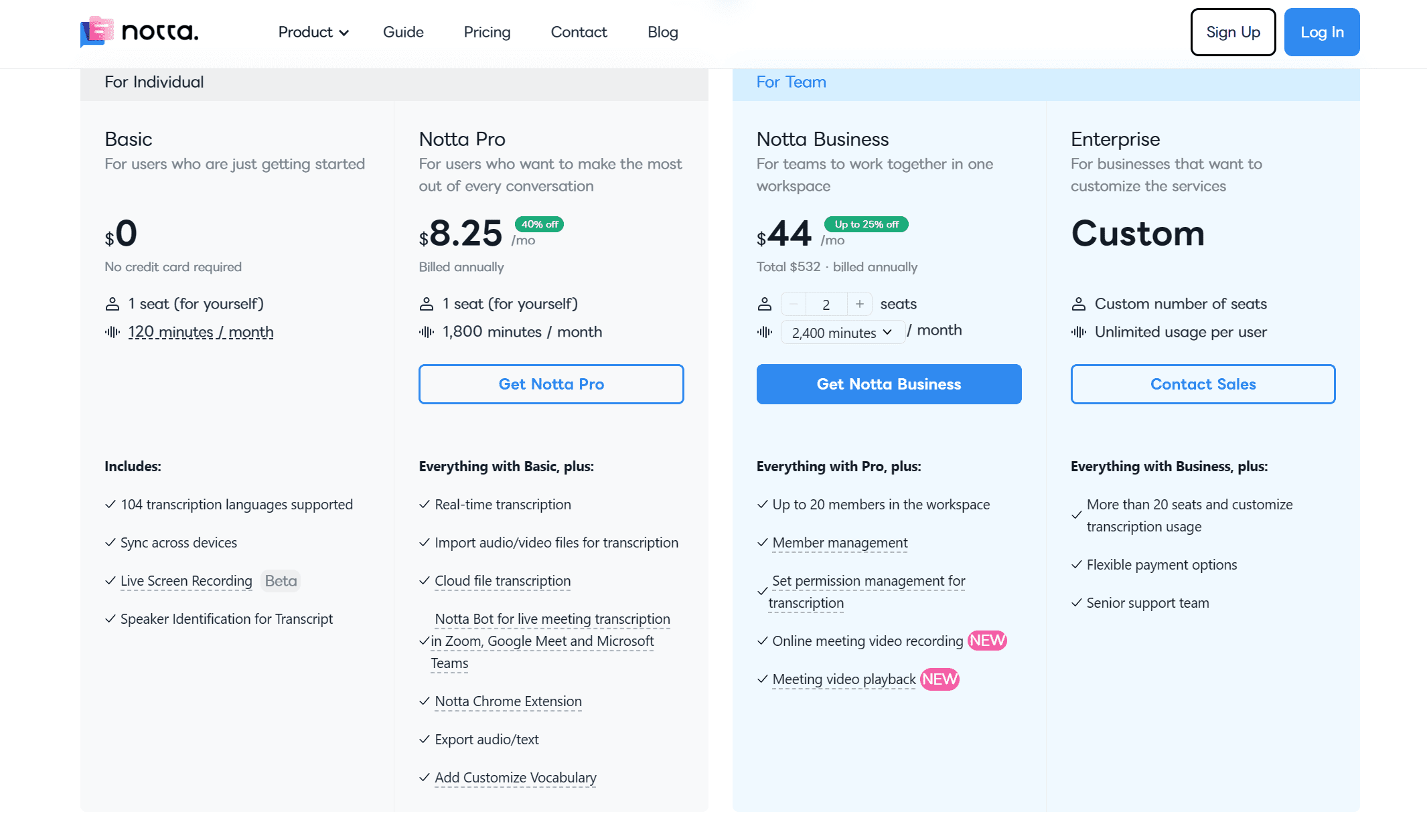 Nott.ai's pricing