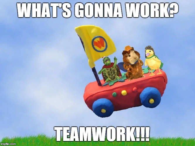 what's gonna work? Teamwork cute animals riding in a toy car