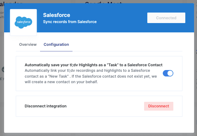 tl;dvL&#039;intégration de Salesforce est très facile à utiliser !