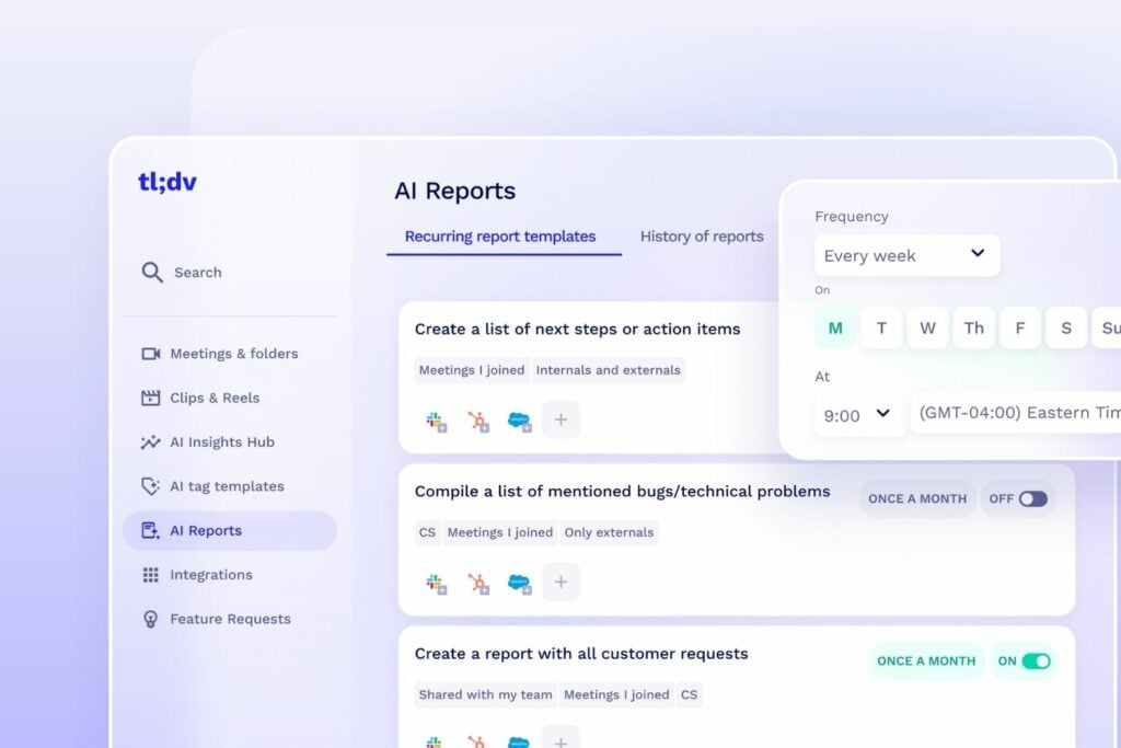 Recurring AI Reports mockup