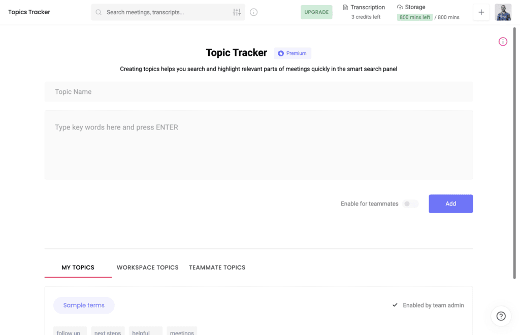 Fireflies topic tracker