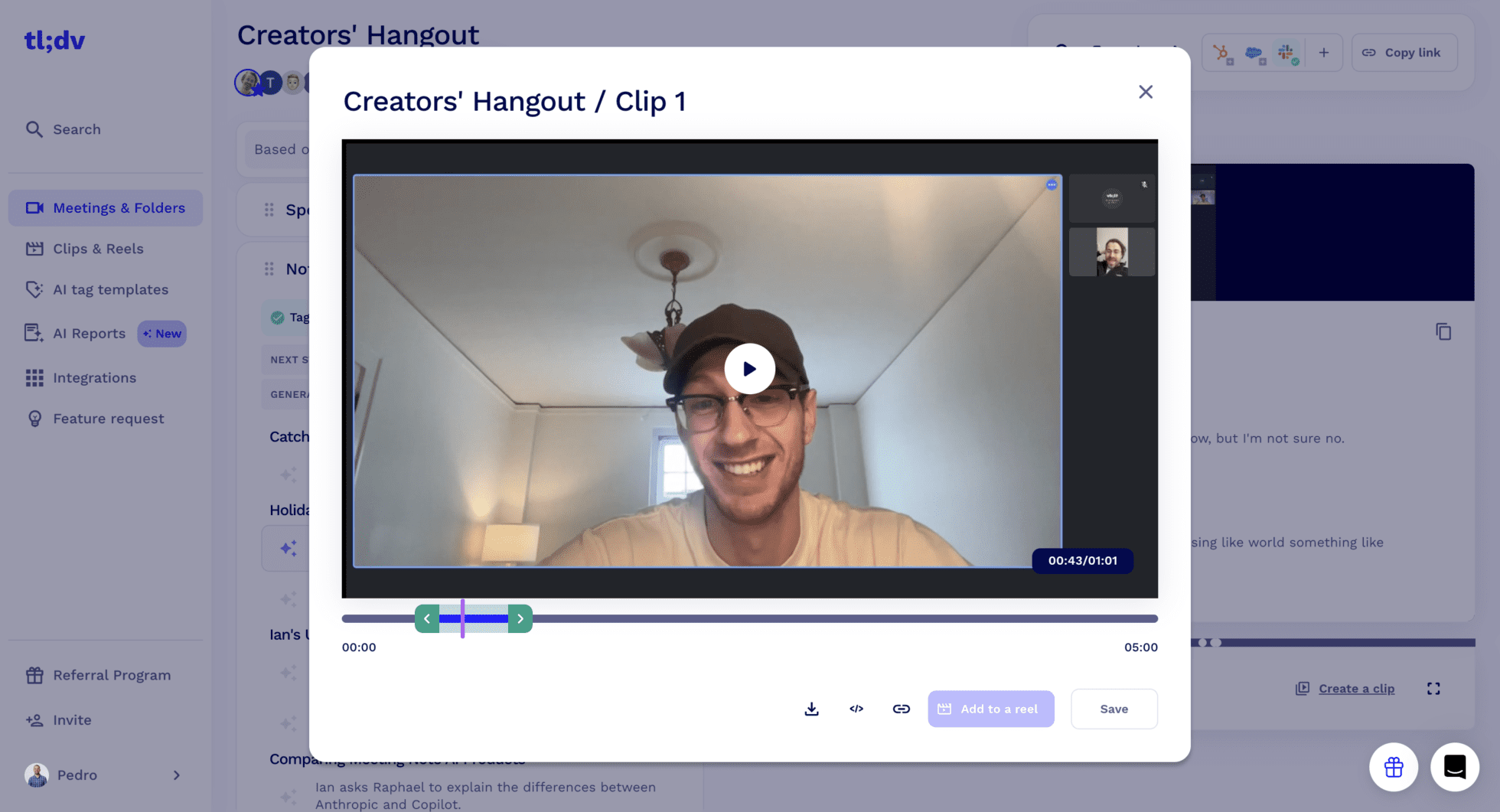 Crear un clip con tl;dv