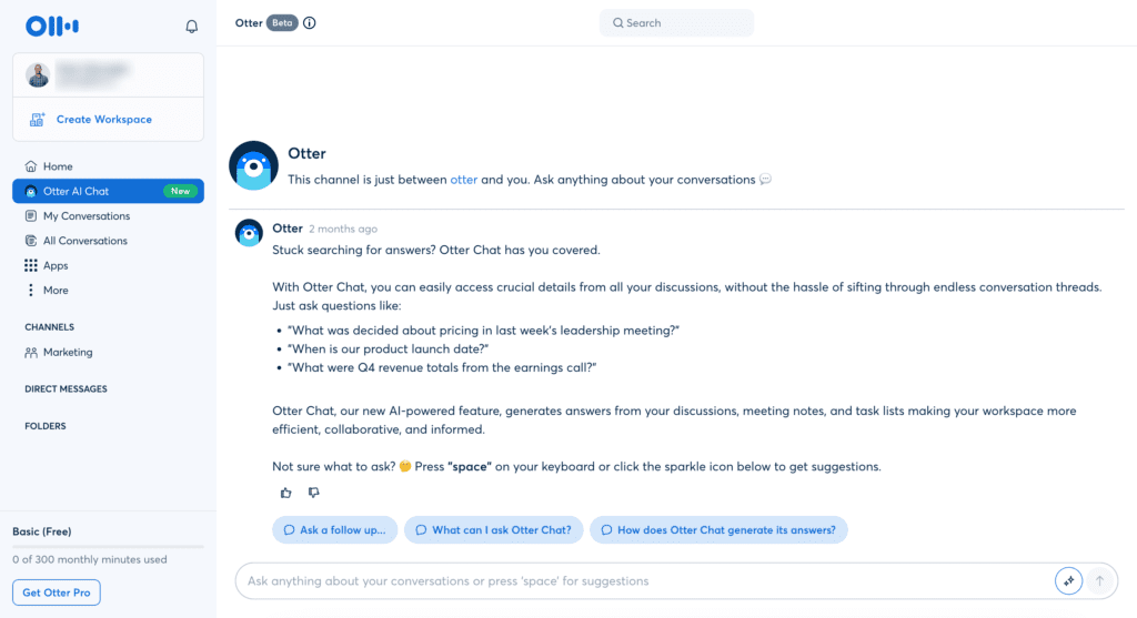 Otter AI Chat screenshot