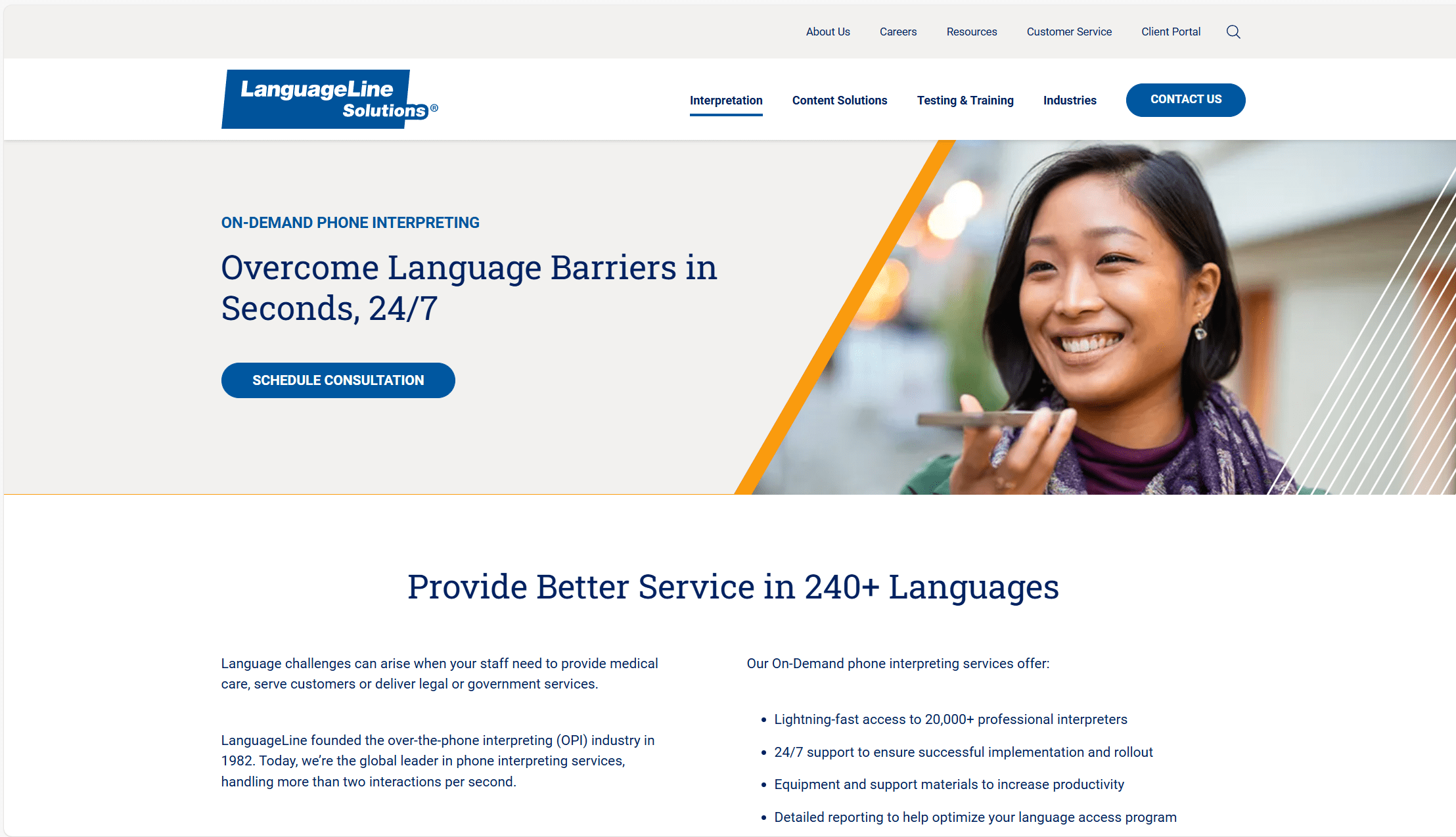 Language Line homepage