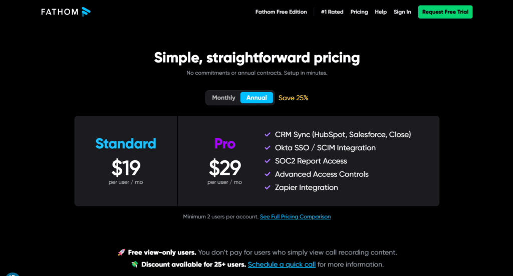 Fathom Pricing: how much does Fathom cost?