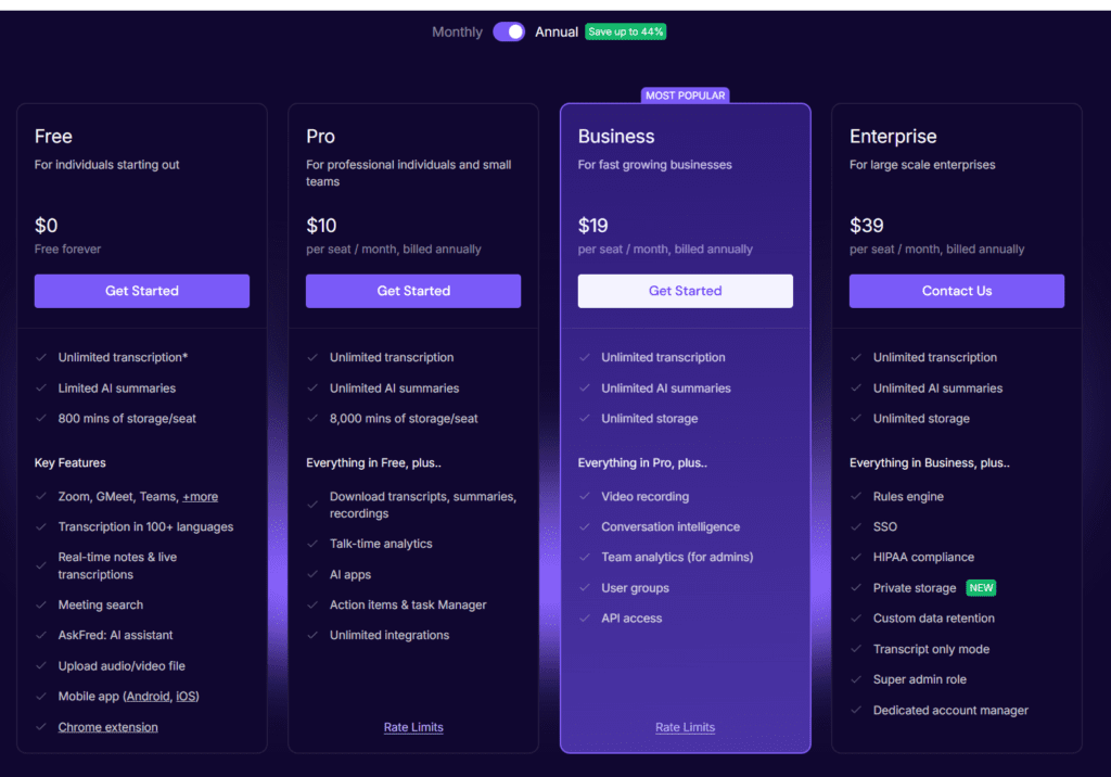 Fireflies pricing: how much does Fireflies cost?