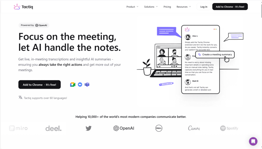 Tactiq Die neue Homepage