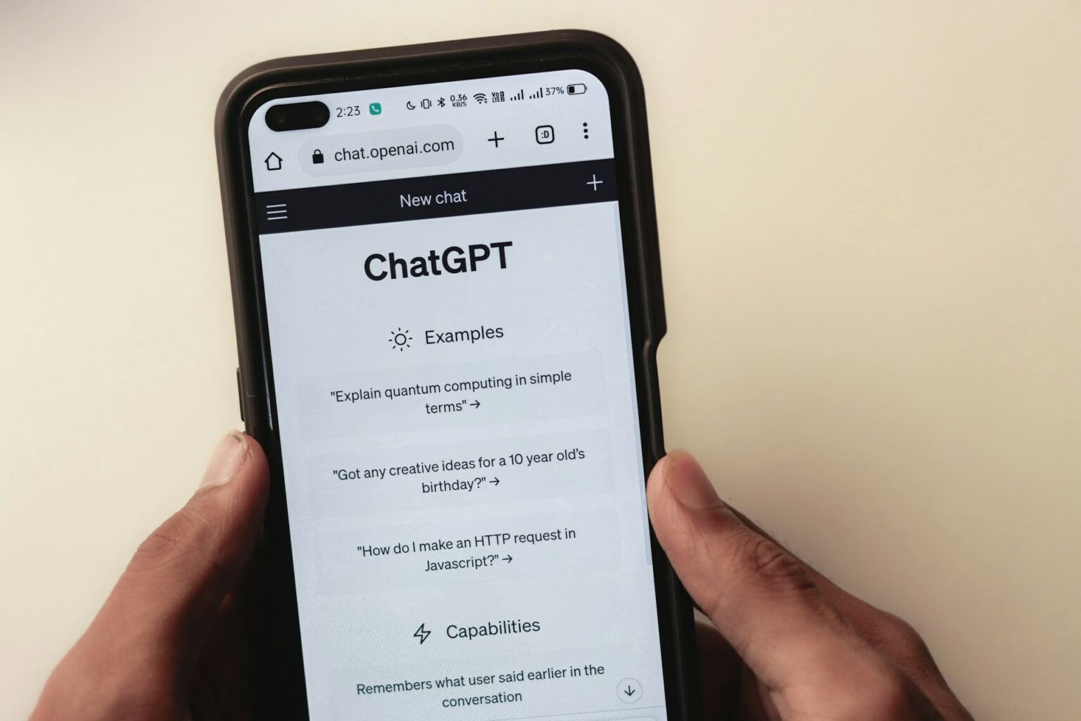Chat GPT für Besprechungsnotizen mobiler Bildschirmausdruck