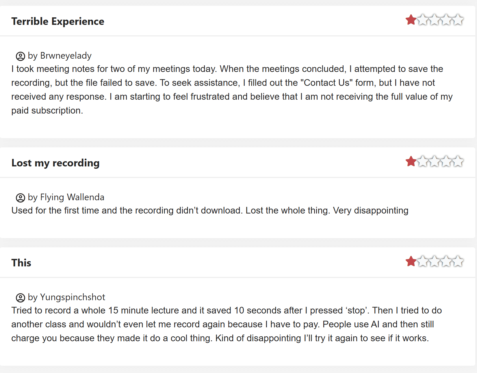 Recensioni negative degli utenti di JustUseApp su Coconote.