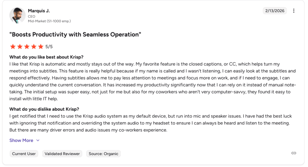 Огляд krisp G2 від генерального директора у 2026 році