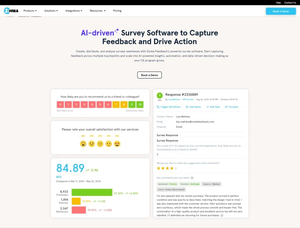 zonka feedback landing page