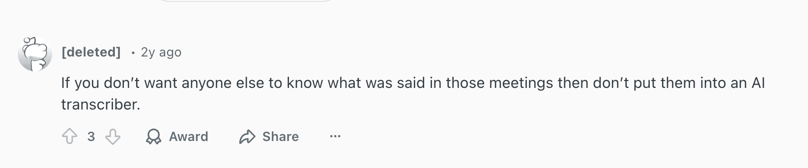 AI and privacy quote from reddit