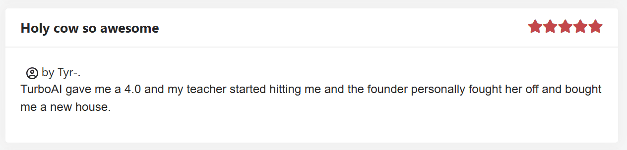 Turbo AI weird review.