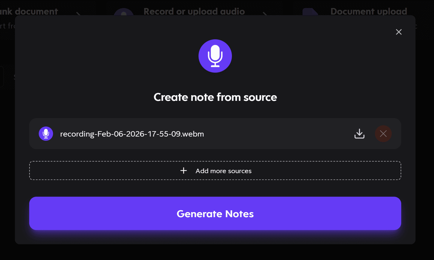 Turbo AI active recording interface showing real-time audio capture and transcription progress.