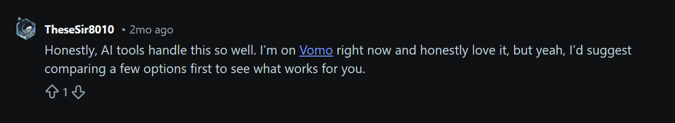 Reddit doesn't have that many Vomo comments either.