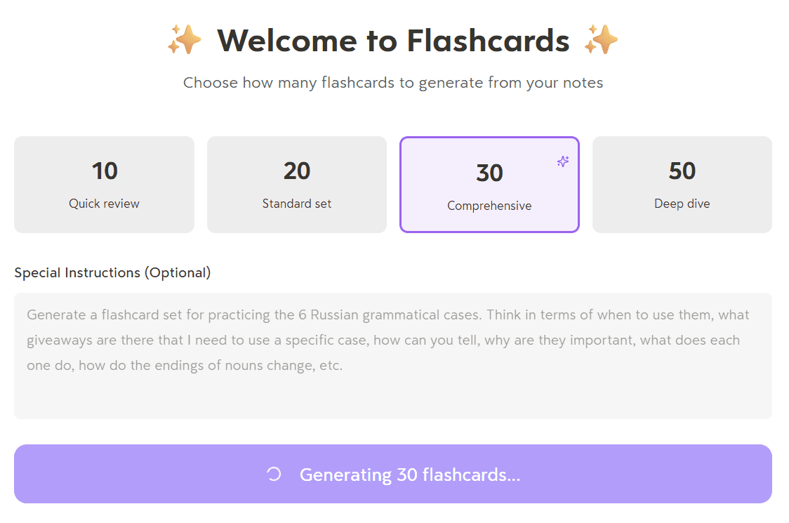 Turbo AI flashcards for PDFs prompt.