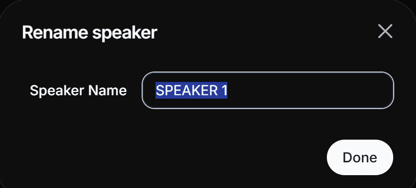 Vomo AI forces you to manually rename speakers.