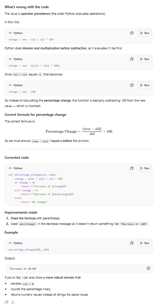 Screenshot dell'output di ChatGPT per il test di debug, che mostra come la sua risposta alteri il layout del blog fuoriuscendo dal contenitore.