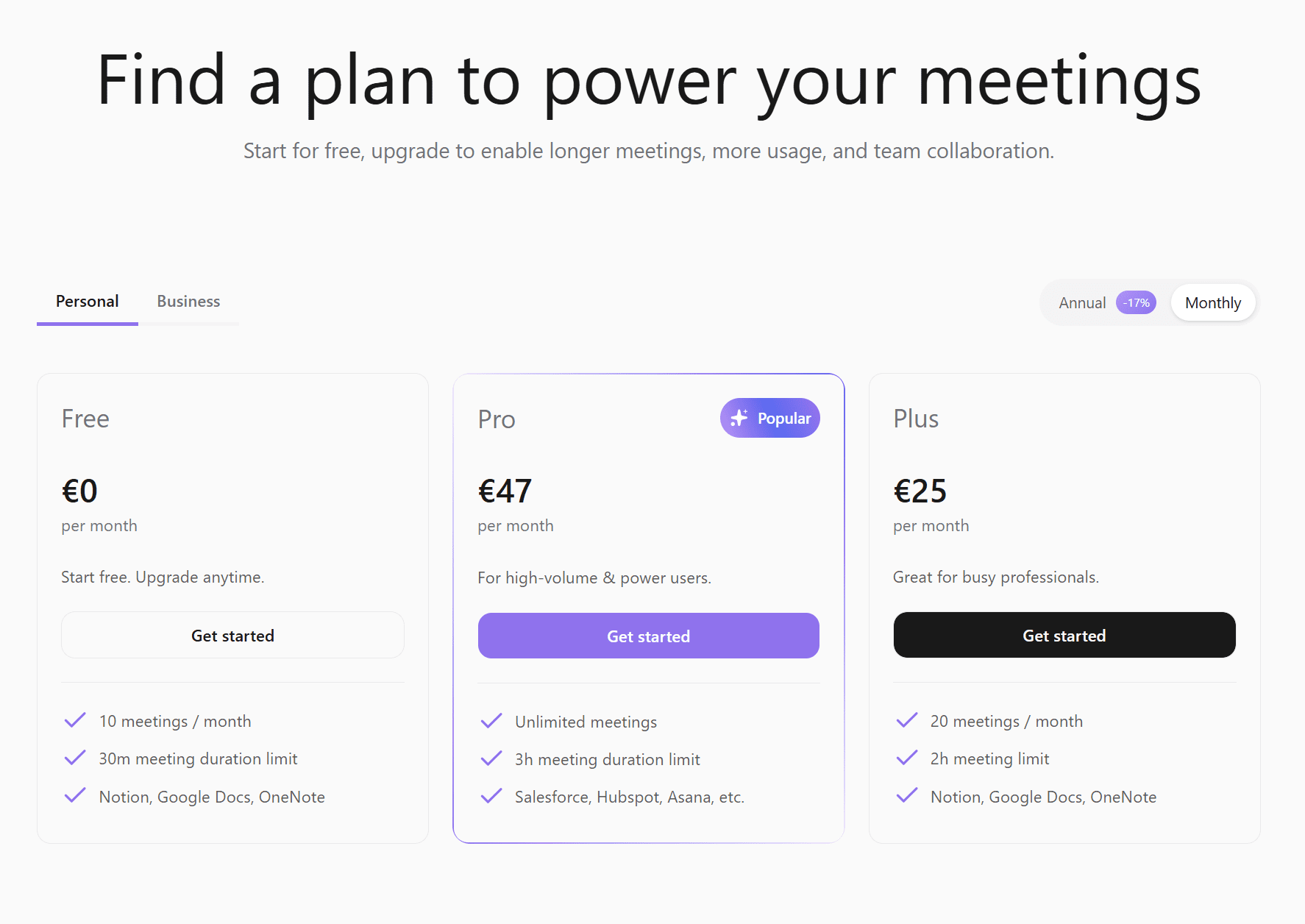 Jamie AI pricing for personal use as of April 2026