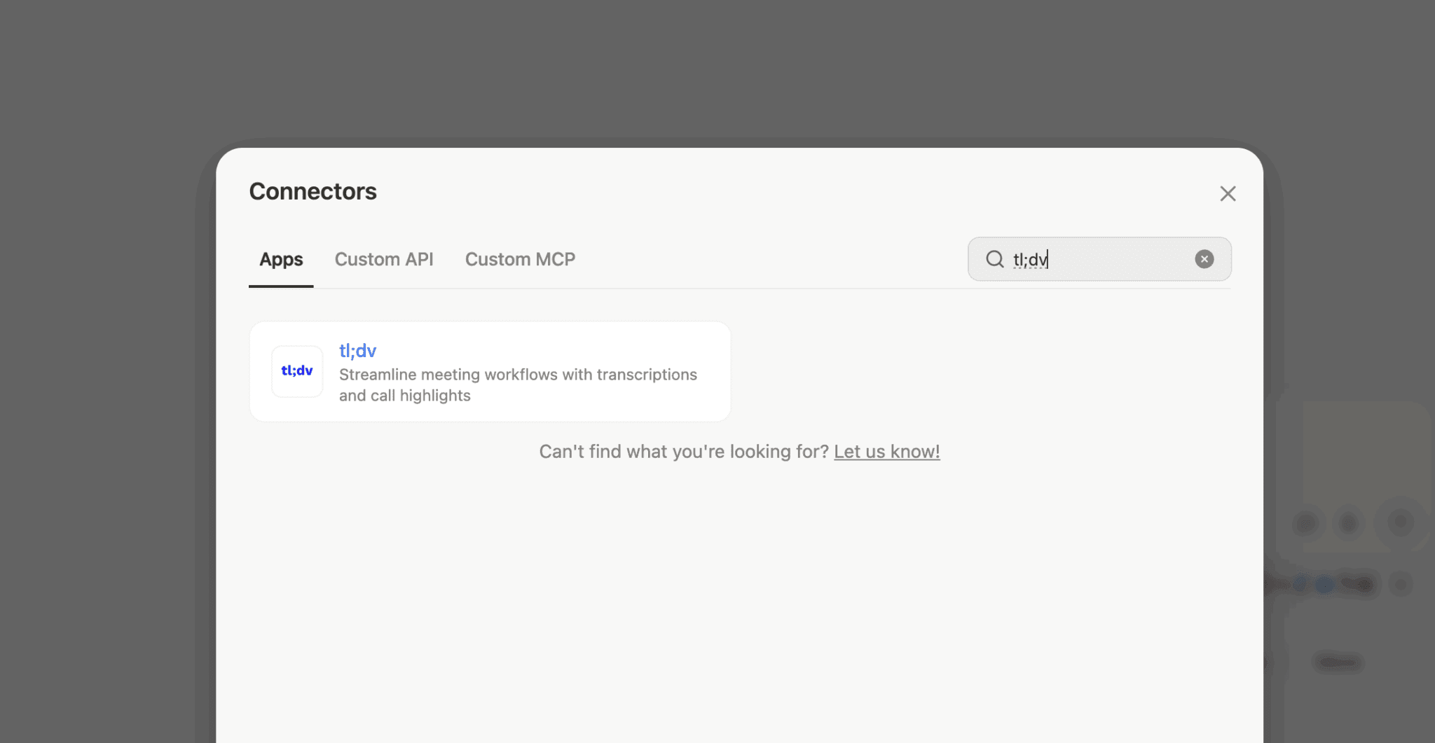 manus-ai-connectors-tldv-検索
